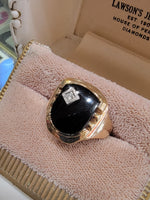 10k gold vintage Deco Black ONYX & diamond Ring