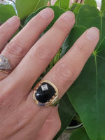 10k gold vintage Deco Black ONYX & diamond Ring