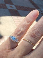 platinum Art Deco European cut diamond antique ring - apx .35ct tw