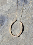 14k gold horseshoe seed pearl necklace pendant