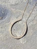 14k gold horseshoe seed pearl necklace pendant