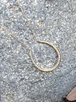 14k gold horseshoe seed pearl necklace pendant
