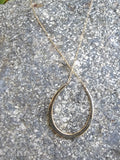 14k gold horseshoe seed pearl necklace pendant