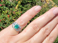 14k white gold Emerald & Diamond estate Art Deco vintage antique ring