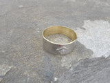 14k gold two tone 7mm vintage engraved diamond wedding band