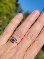 14k gold two tone amethyst solitaire antique estate ring