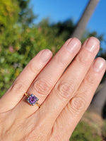 14k gold two tone amethyst solitaire antique estate ring