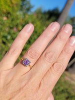 14k gold two tone amethyst solitaire antique estate ring