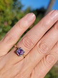 14k gold two tone amethyst solitaire antique estate ring