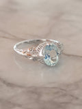 14k white gold c.1920's filigree Aquamarine ring
