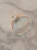18k white gold yellow sapphire & diamond estate ring