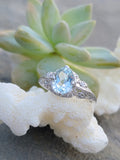 14k white gold c.1920's filigree Aquamarine ring