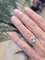 14k white gold c.1920's filigree Aquamarine ring