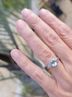 14k white gold c.1920's filigree Aquamarine ring
