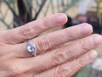 14k white gold c.1920's filigree Aquamarine ring