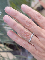 platinum 2.4mm ART DECO 8 diamond vintage engraved floral wedding band