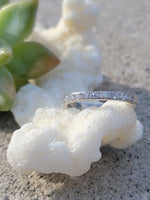 platinum 2.4mm ART DECO 8 diamond vintage engraved floral wedding band
