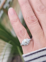 platinum ART DECO European cut diamond engagement ring - apx 1.17ct tw