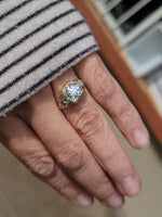 14k gold two tone c.1930's Art Deco diamond engagement ring - 1.55ct European cut