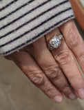 14k gold two tone c.1930's Art Deco diamond engagement ring - 1.55ct European cut