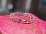 platinum 2.4mm ART DECO 8 diamond vintage engraved floral wedding band