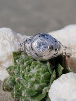 14k gold white gold c.1920's filigree diamond ring