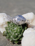 14k gold white gold c.1920's filigree diamond ring