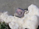 14k gold two tone Deco pearl, enamel & mother of pearl ring