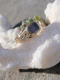 10k gold Victorian etched AMORE antique mourning ring
