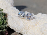 Platinum bezel set old mine cut diamond studs earrings - apx 1.07ct tw