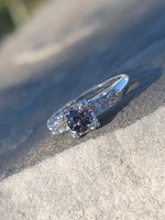 14k white gold color changing sapphire & diamond estate ring