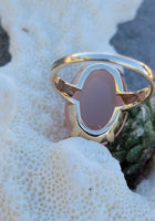 10k gold Deco cabochon rose quartz ring