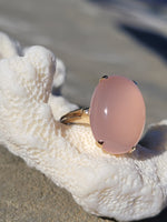 10k gold Deco cabochon rose quartz ring