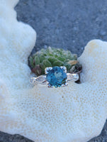 14k white gold tourmaline & diamond estate ring