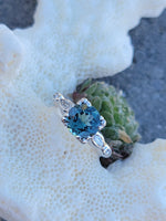 14k white gold tourmaline & diamond estate ring