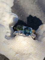 14k white gold tourmaline & diamond estate ring