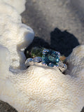 14k white gold tourmaline & diamond estate ring