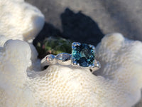 14k white gold tourmaline & diamond estate ring