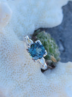 14k white gold tourmaline & diamond estate ring