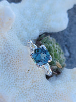 14k white gold tourmaline & diamond estate ring