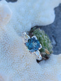14k white gold tourmaline & diamond estate ring