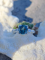 14k white gold tourmaline & diamond estate ring
