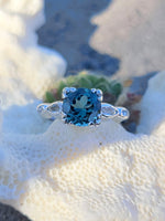 14k white gold tourmaline & diamond estate ring