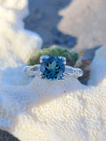 14k white gold tourmaline & diamond estate ring
