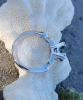 14k white gold tourmaline & diamond estate ring