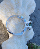 14k white gold tourmaline & diamond estate ring