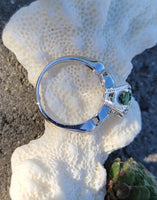 14k white gold tourmaline & diamond estate ring