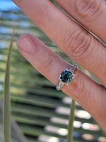 14k white gold tourmaline & diamond estate ring