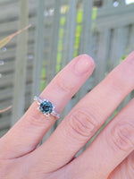 14k white gold tourmaline & diamond estate ring