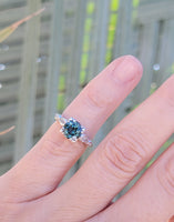 14k white gold tourmaline & diamond estate ring